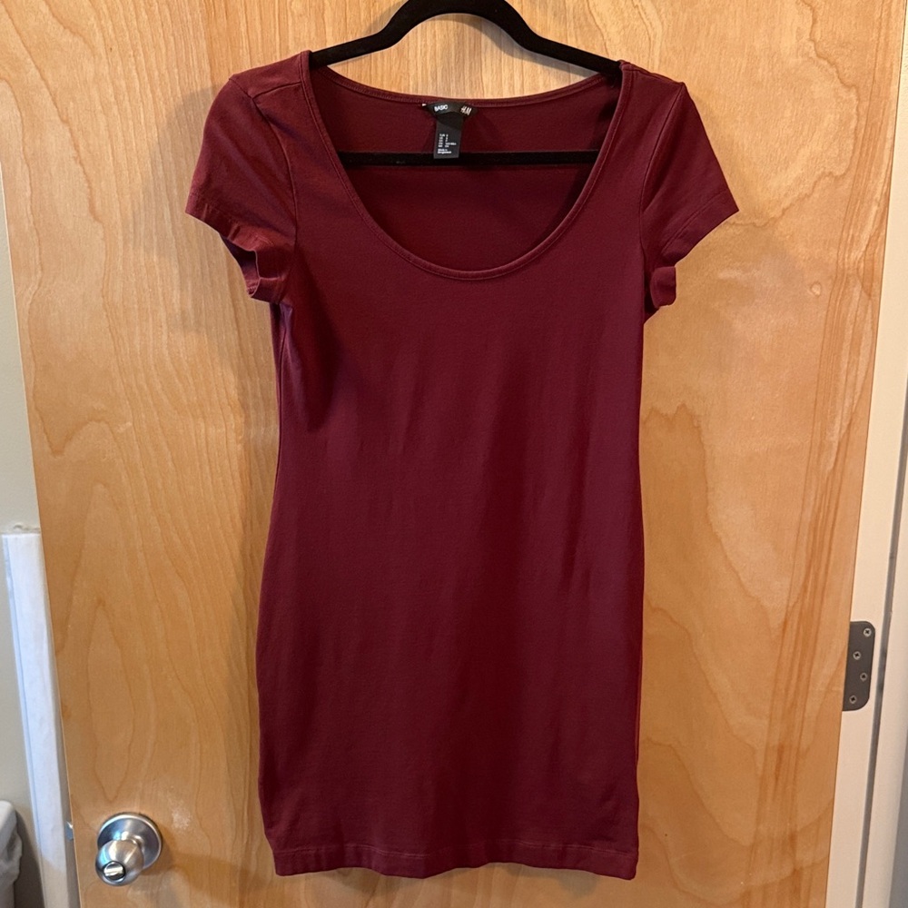 Burgundy T-Shirt Dress H&M